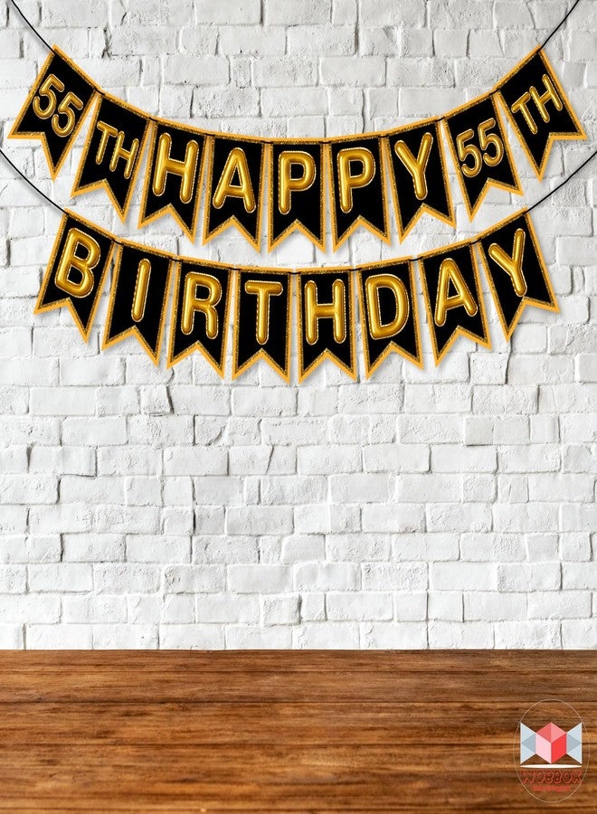 Wobbox 55th Happy Birthday Banner, 55th Happy Birthday Decoration Items (Brown) (FP4557) - Image 1